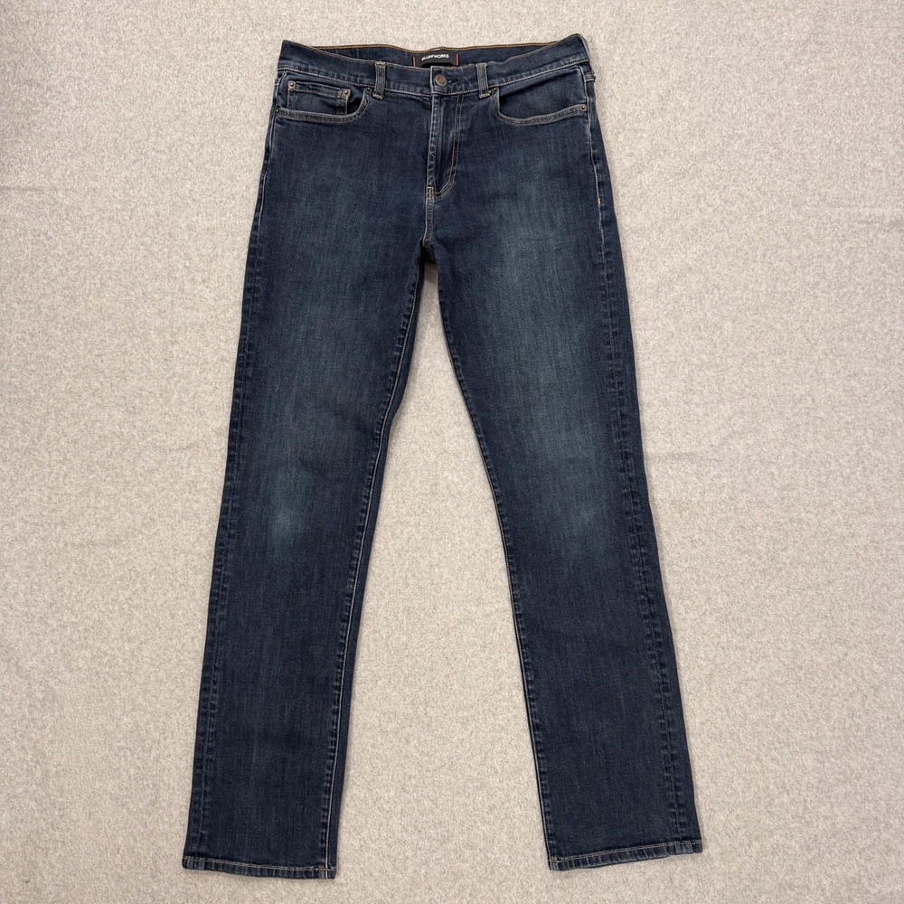 Bluffworks Jeans Mens 33x34 (33x32) Blue Departure Regular Fit
